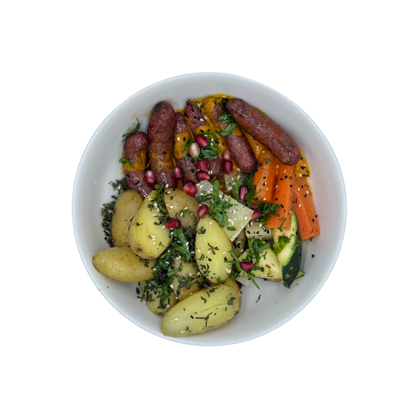 Arabic Nakanek sausages with rosemary potatoes