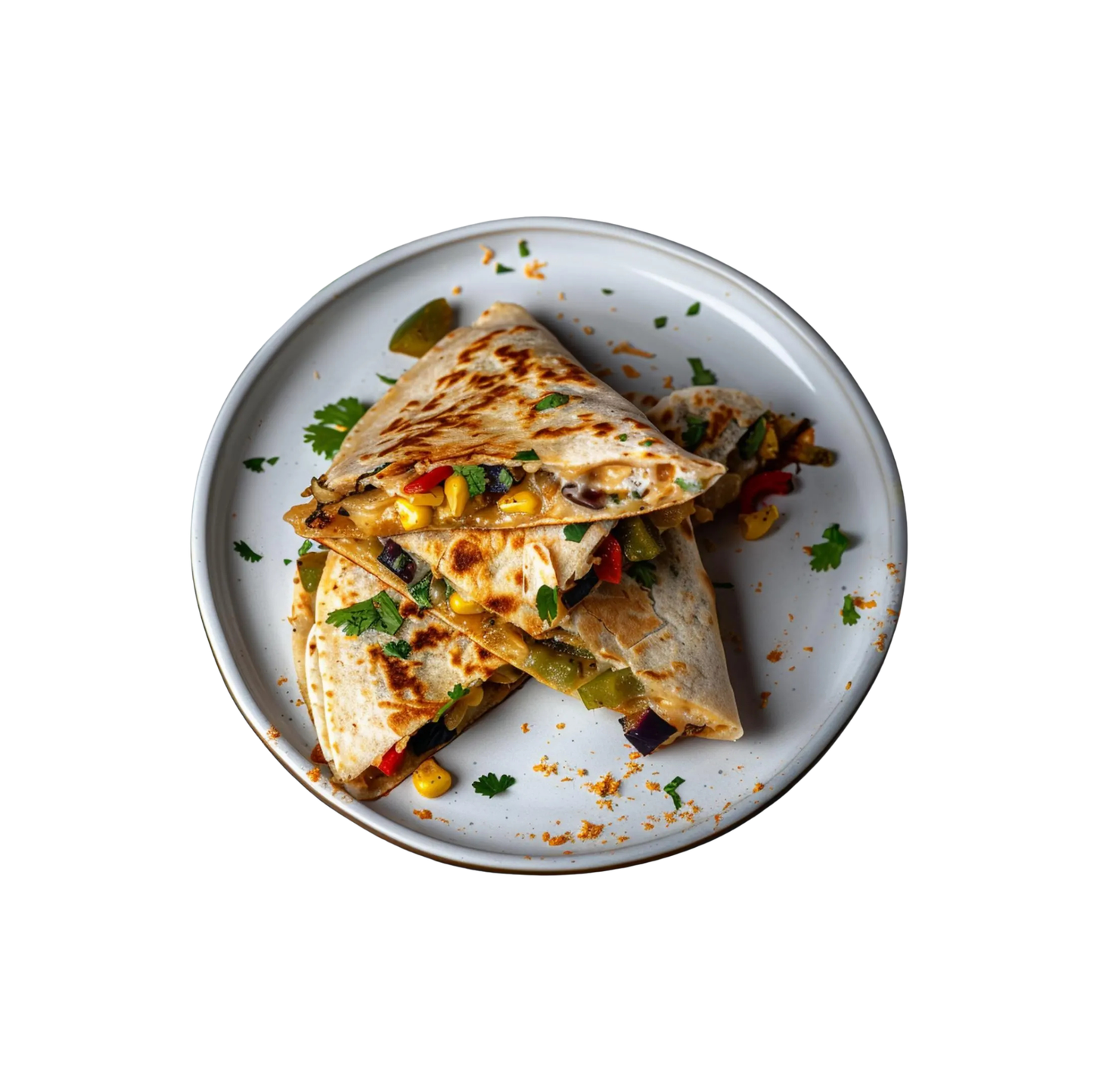 Quesadilla with chicken breast, cheese, chimichurri with rice