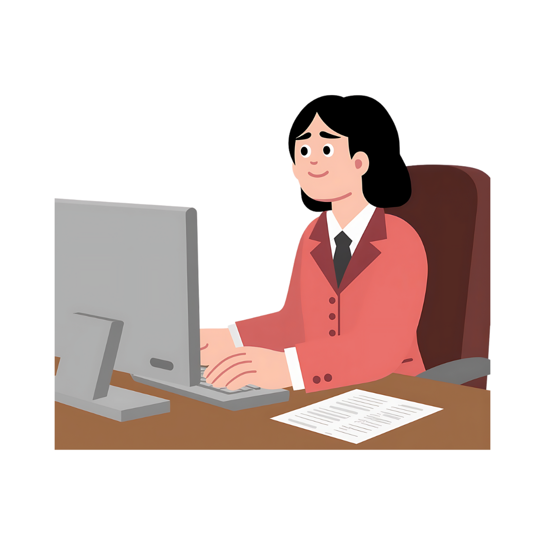 Grafik einer Frau, die Essen für das Büro bestellt – Bestellprozess der digitalen Kantine FooBi.