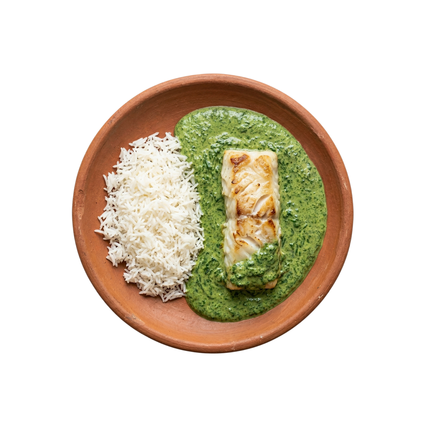 Fischfilet in Spinat-Limettensauce mit Reis