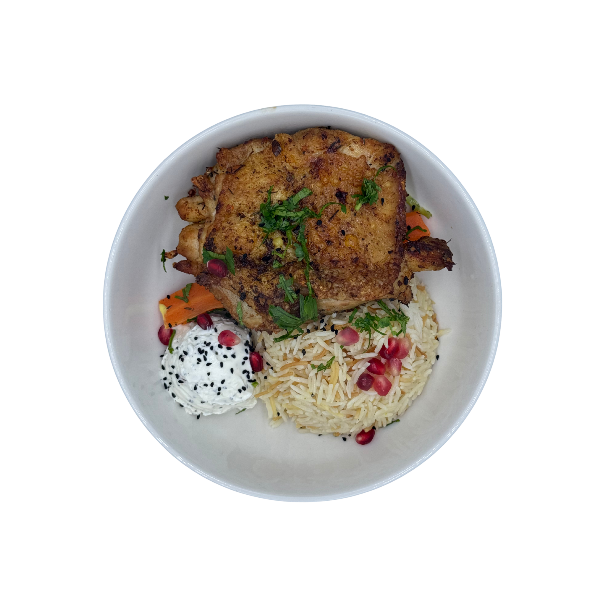 Gegrillte Hähnchenkeule mit Walnuss-Quark