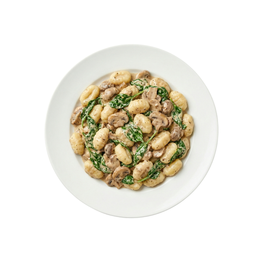 Gnocchi mit Spinat in Pilzrahmsauce