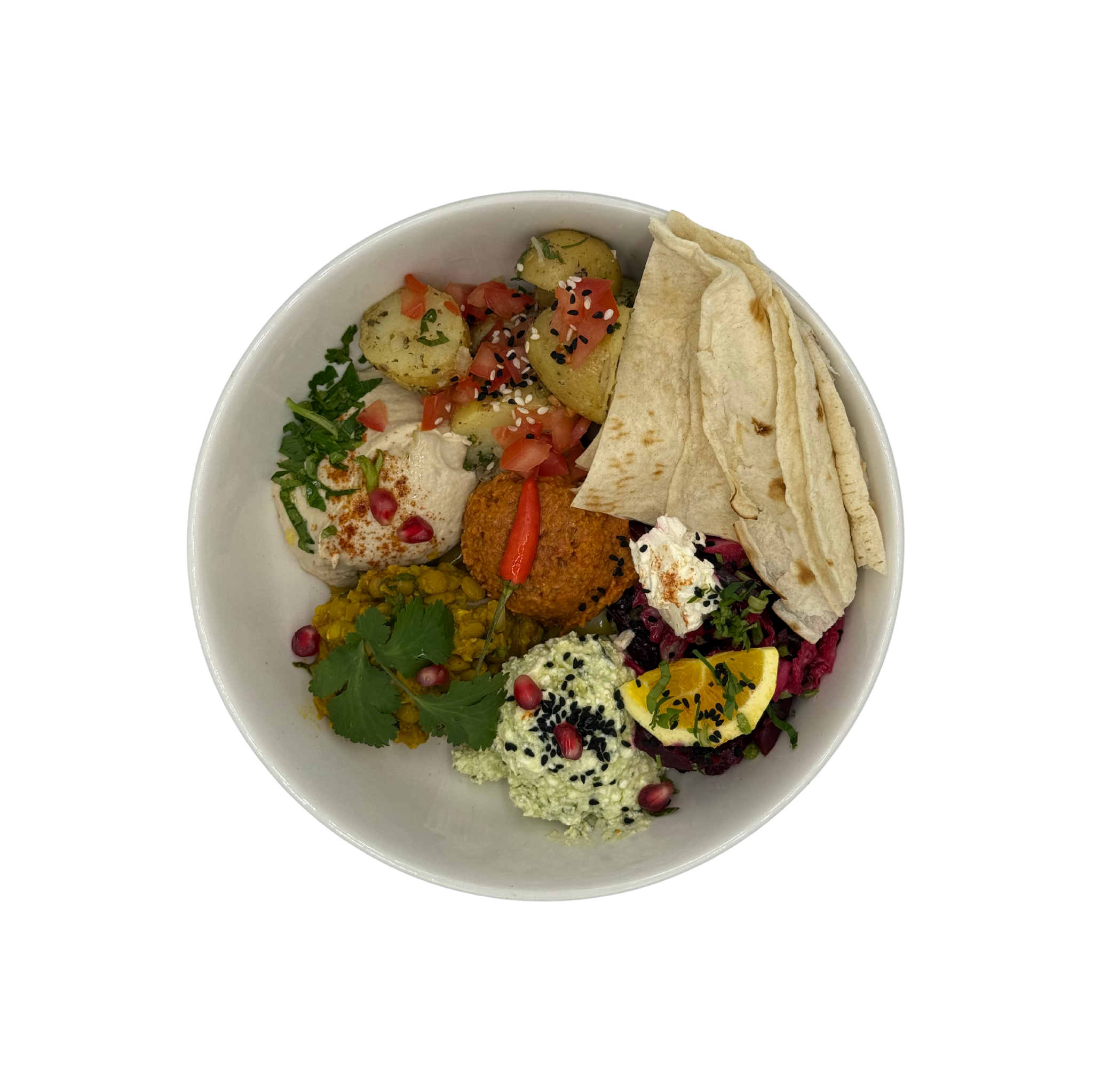 matzah plate with pita bread