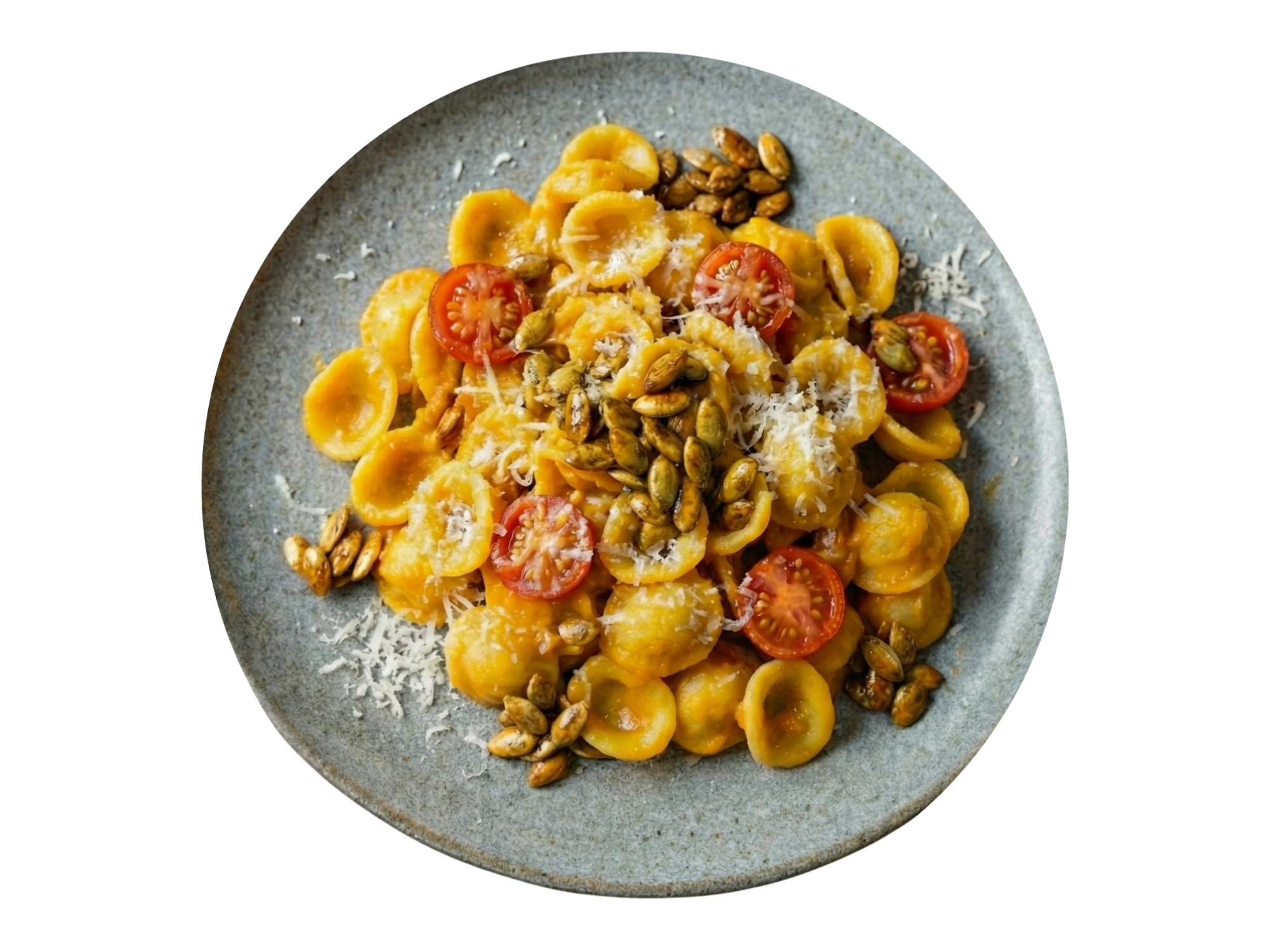 Orecchiette mit Kürbissugo und karamelisierten Kernen