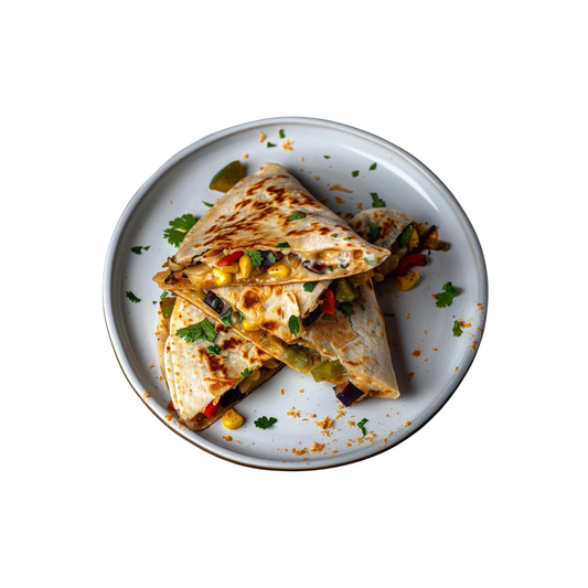 Quesadilla mit Hähnchenbrust, Käse, Chimichurri mit Reis