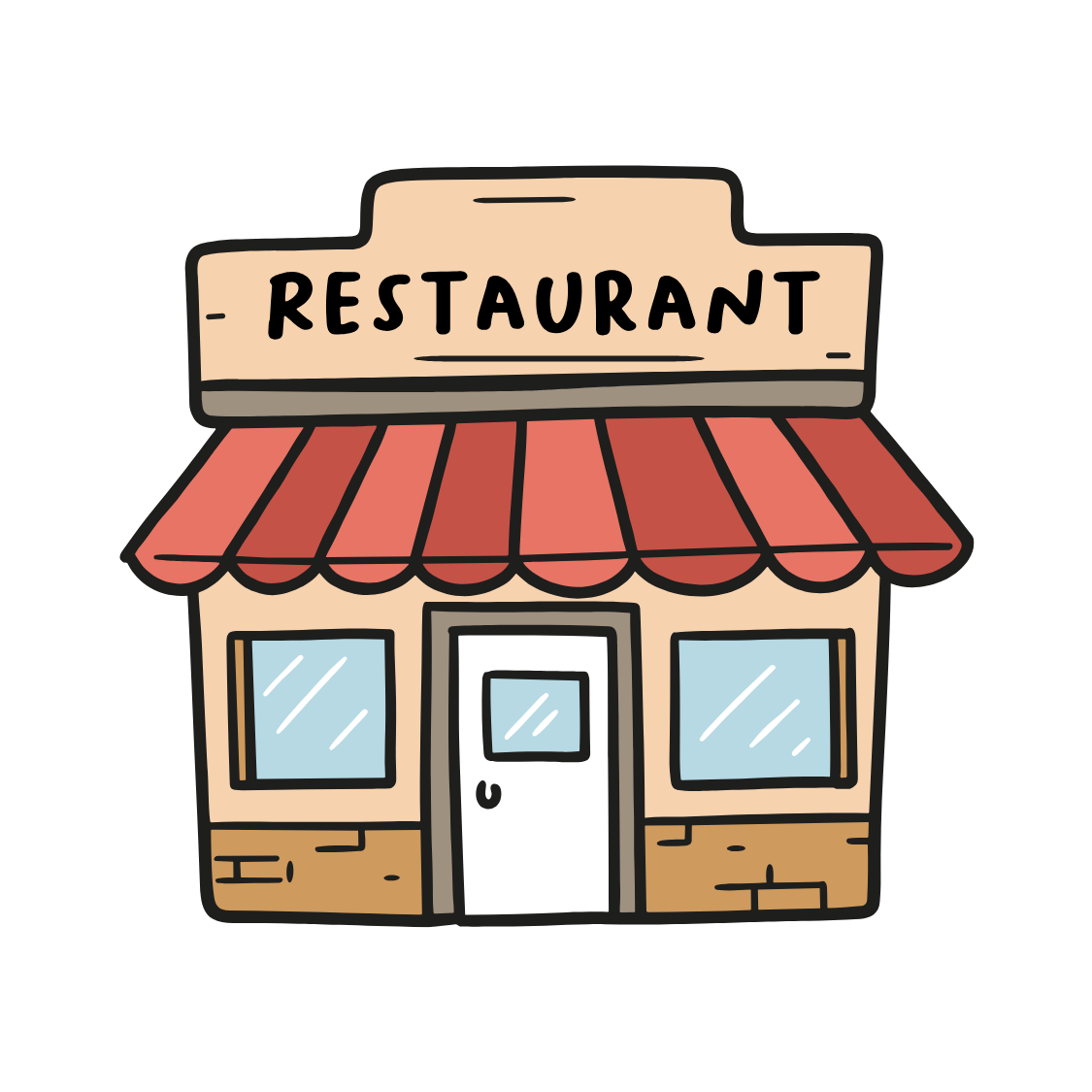 Grafik eines Restaurants – Produktion der Speisen für FooBi.