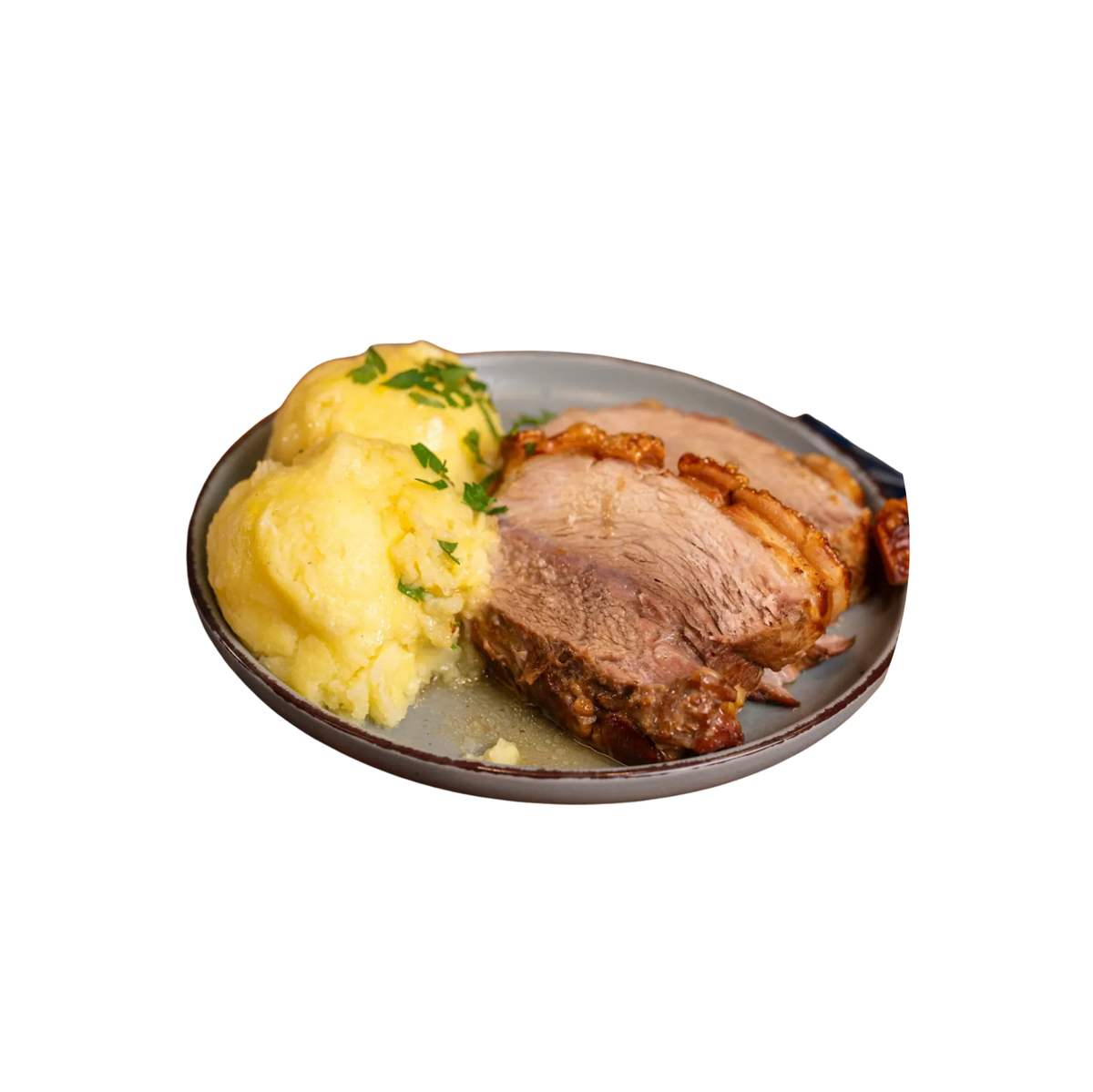 Roast pork on mashed potatoes