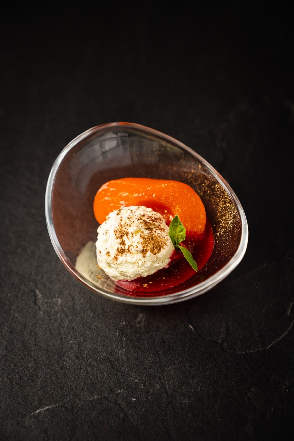 dessert sorbet nocke glasschaelchen