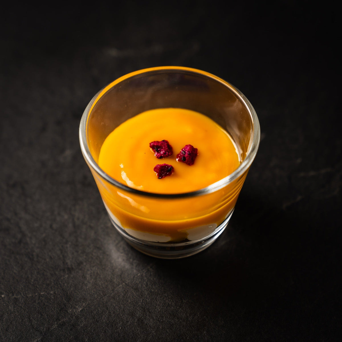dessert mango glas